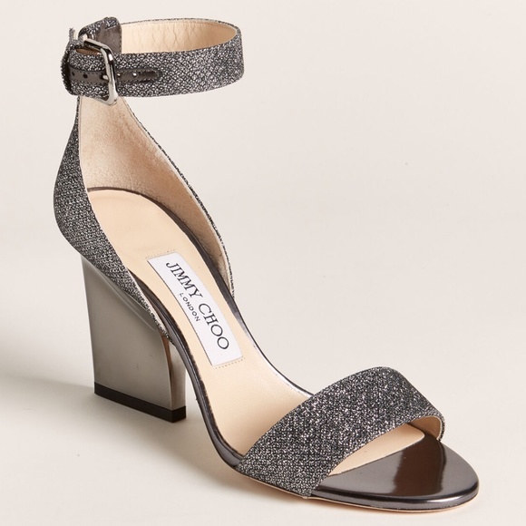 Jimmy Choo Shoes - NIB Jimmy Choo EDINA 85 Glitter Sandals Anthracite